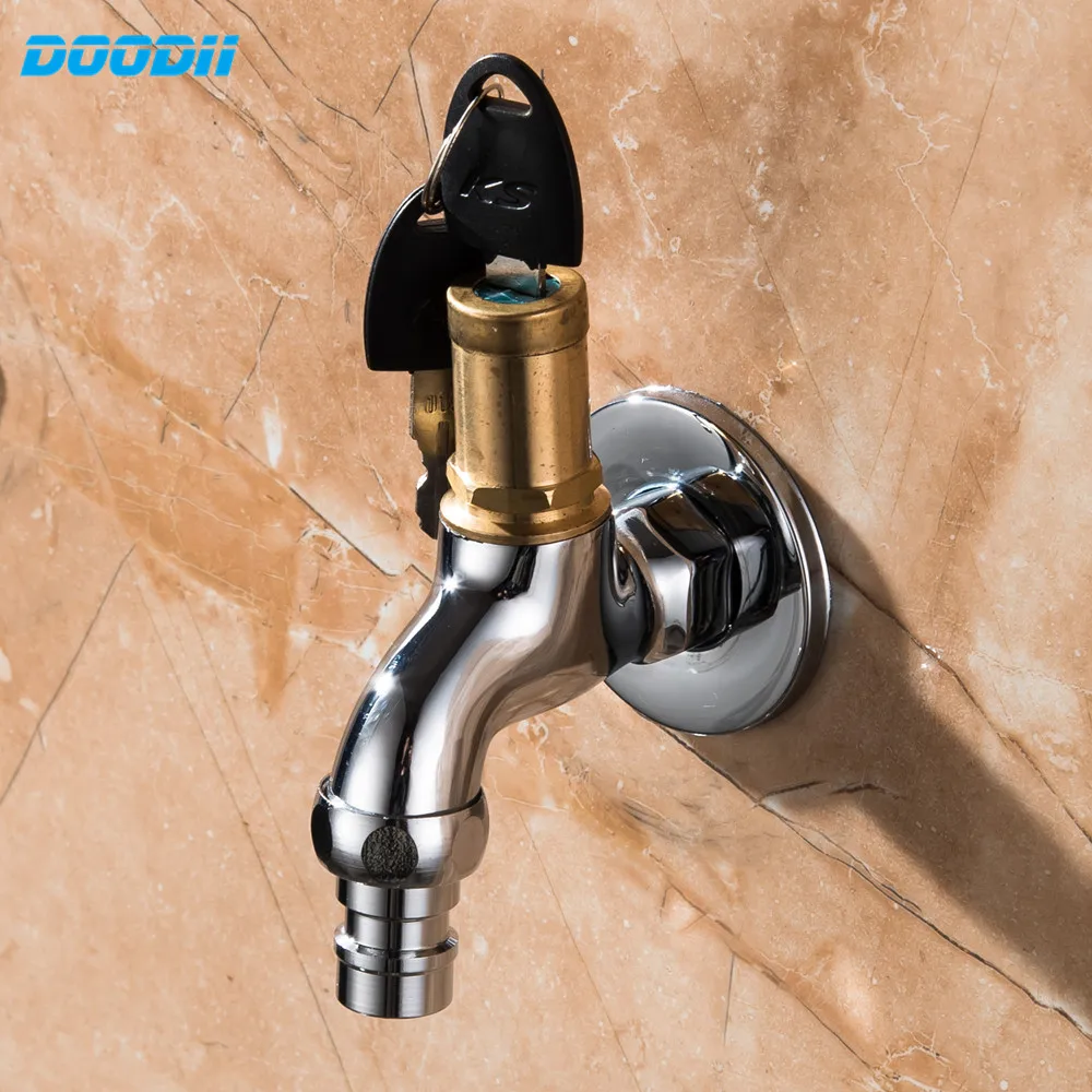 

DooDii Bibcock High Quality Brass Outdoor Water Tap 1/2 Inch With Lock Faucet Basin Faucet Washing Machine Water Garden Faucet
