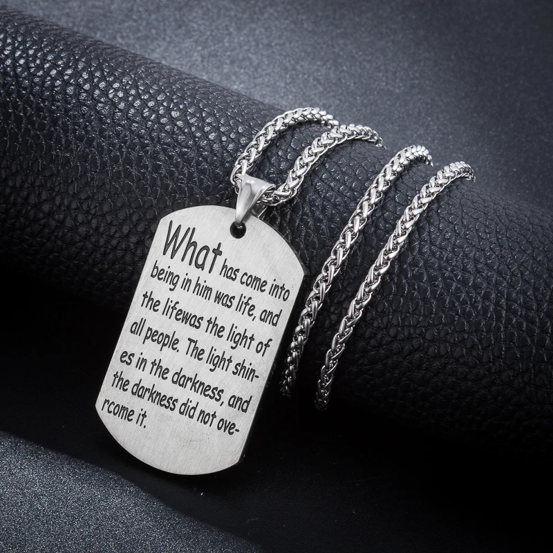 WAWFROK 2017 WHAT Stainless steel Necklaces Men Fashion Dog Tag Pendant