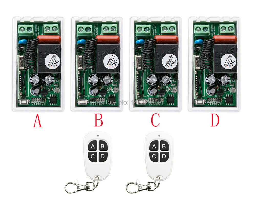 

most simple wiring New AC220V 1CH 1Channe RF wireless remote control switch System 2X Transmitter + 4X Receiver,315/433 MHZ