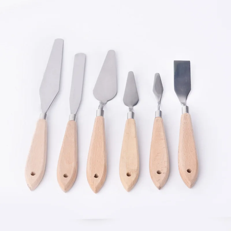 

1PC Fashion Stainless Steel Spatula Kit Palette For Oil Painting Knife Wood Handle Arts Painting Knife Professional Tools Supply