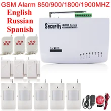 Два Антенны Беспроводной 433 мГц Домашней Безопасности GSM Сигнализации Английский Русский Испанский Голос Дверной Датчик Движения PIR Детектор Комплект