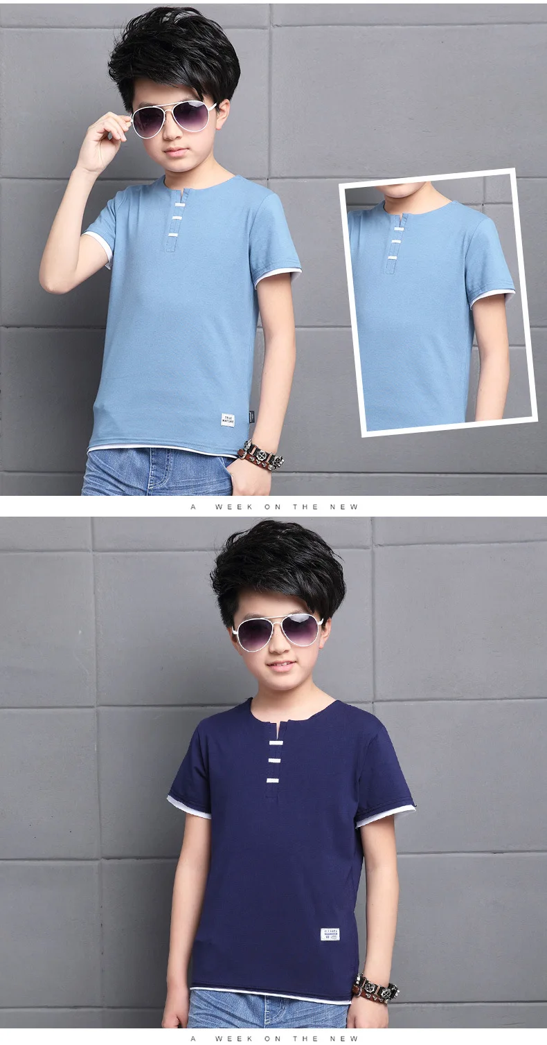 Boy Summer T-shirt Formal Children Fashion England Style Tops 4 5 6 7 8 9 11 12 13 14 Years Kids Clothes Boys Tops