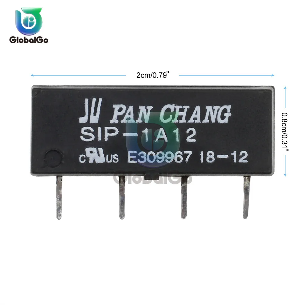 5 шт./лот 5 в 12 В геркон релейный модуль SIP-1A05 SIP-1A12 4PIN Reed Реле - Габаритные размеры: 12V