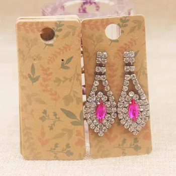 

100pcs Leaf Plant Flower Printing Design Kraft Beauty Gift Jewelry Display Card Paperboard Price Tag Love Letter New Style4x9cm