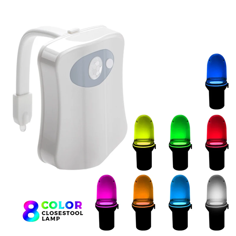 

1PC 2PC 8 Color Changing LED Lamps light Body Washingroom Motion Bowl Toilet Nightlight Activated On/Off Lights Seat Sensor Lamp