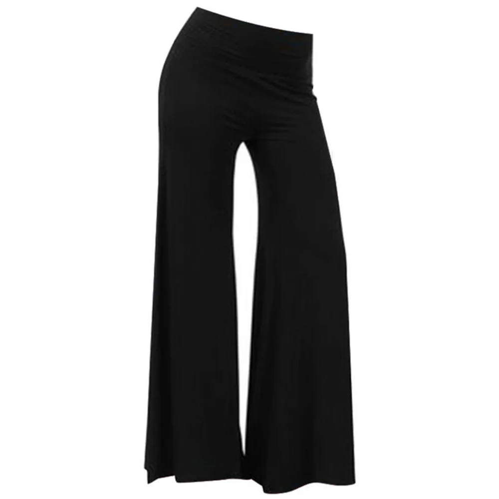 

Fashion Classic Elegant Pants Women Solid Color Wide Leg Trousers Elastic High Waist Casual Loose Work Lady Office Pants