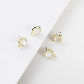 

30 PCS 13mm*10mm 14mm*11mm Fashion Metal Alloy Gold Stud Earring Settings With a Loop For Jewelry Making