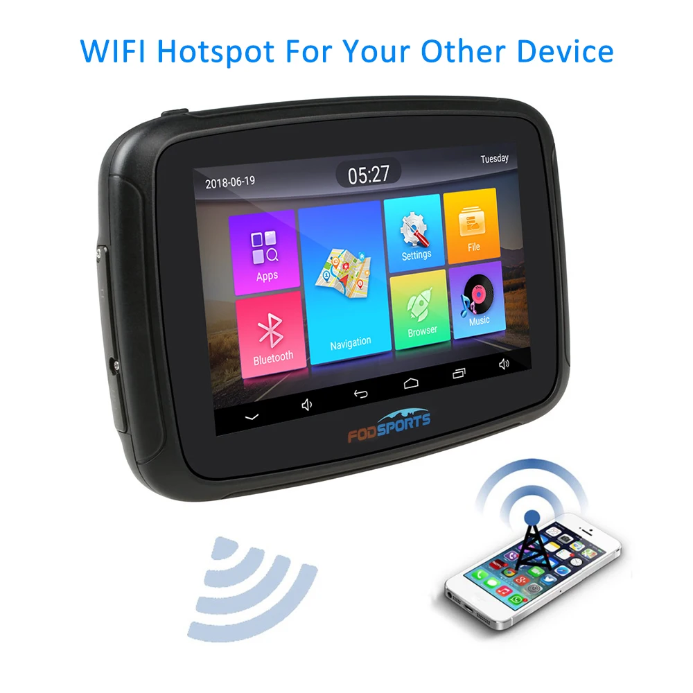 Fodsports ipx7 водостойкий мото rcycle навигация дюймов 5 автомобиль gps wifi 16 г rbike навигатор