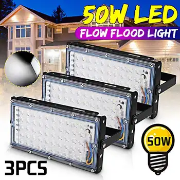 

3PCS Floodlight 220-240V LED Flood Light 50W Waterproof Outdoor Wall Reflector Lighting Garden Yard Security Square Spotlight