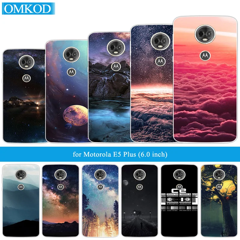 

6.0" for Motorola E5 Plus E 5 Plus Full Protective Phone Fitted Case for MOTO E5Plus Transparent Silicone Coque Starry Sky Capa
