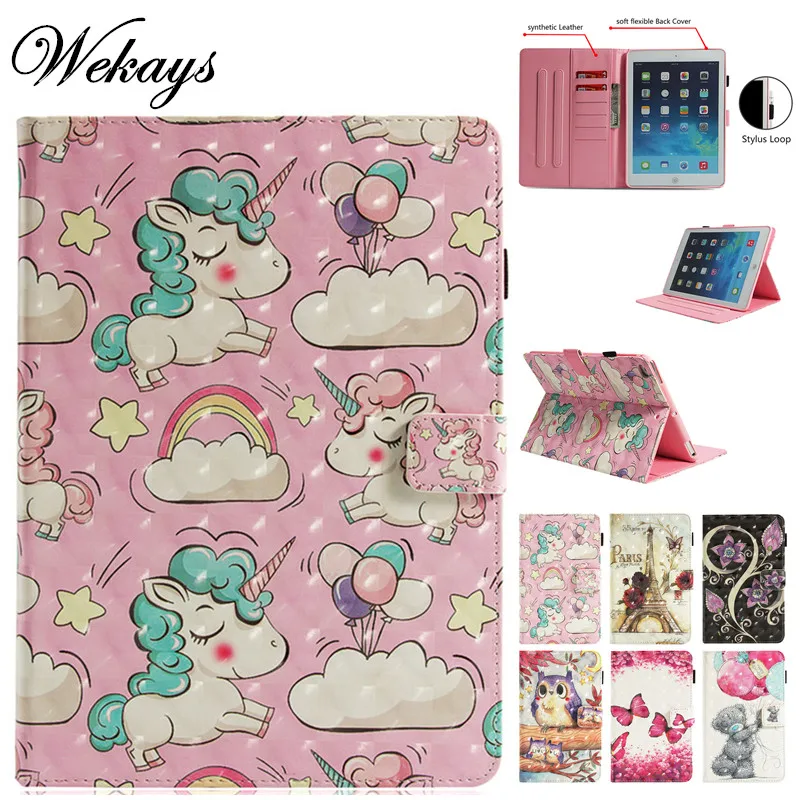 

Wekays For Apple Ipad Air 2 Ipad 6 Cartoon Unicorn 3D Leather Fundas Case sFor Ipad Air 2 Ipad6 Tablet Cover Cases For Ipad Air2