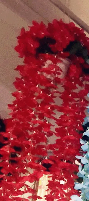 Гортензия Цветущий ротанг вишневая лоза искусственная Глициния цветочные гирлянды для дома вечерние свадебные настенные цветы - Цвет: red