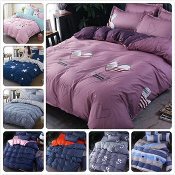 

Soft Cotton Good Quality 3/4 pcs Bedding Set Soft Cotton Bed Linens Adult Kids Bedlinens Single Twin Queen King Size Duvet Cover
