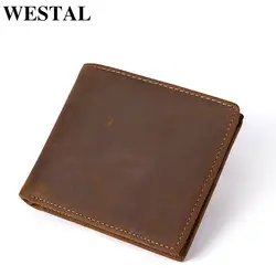 WESTAL мужской кошелек из натуральной кожи кошелек для денег мужской короткий дизайн кошелек мужской для карт мужские тонкие/маленькие