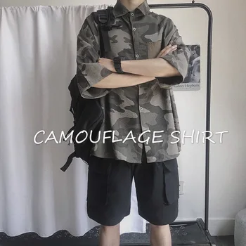 

2019 Spring And Summer New National Tide Comfortable Short-sleeved Personality Camouflage Wild Trend Youth Casual Loose Shirt