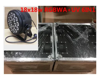 

6 unids 18x18 W LED Par Luces con 1 flight case 6in1 rgbwa uv llevo la luz de par