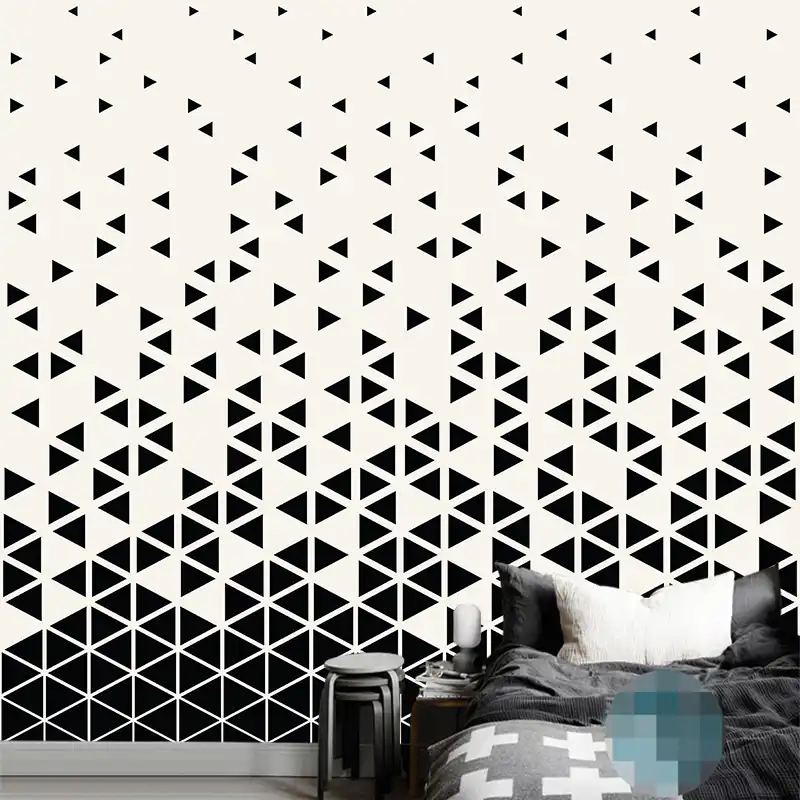 ورق حائط مخصص بأي حجم ورق حائط عصري لون هندسي أسود وأبيض ملصق Ybz111 Wall Stickers Aliexpress
