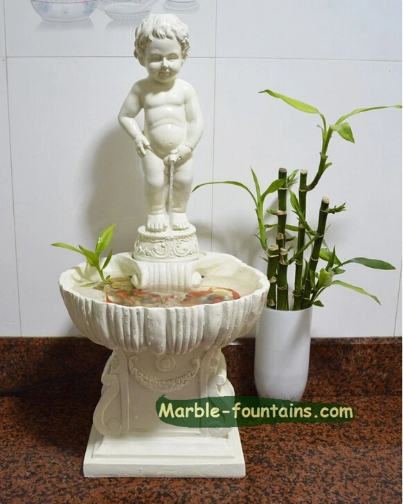 Small indoor fountains marble carving angel statue indoor water feature