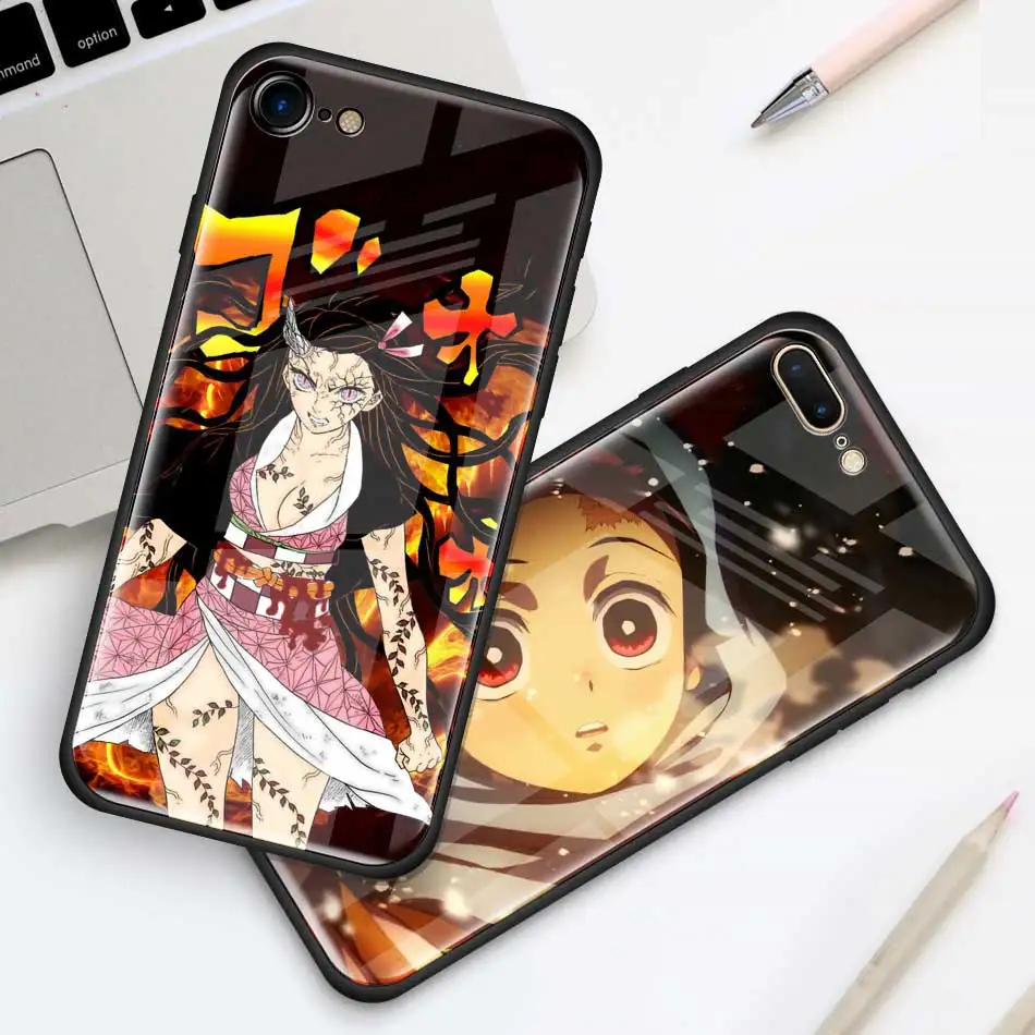 Anime Demon Slayer Kimetsu no Yaiba Tempered Glass Case for Apple iPhone XR 7 8 6 6S Plus 11 Pro X XS MAX Soft Edg Phone Cover