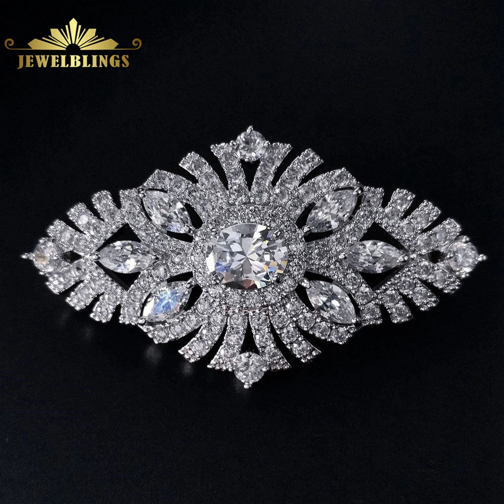 Online Alten Europäischen Stil Filigrane Art Deco Oval Brosche Silber Ton Öffnet Micro Pflastern und Marquise CZ Edwardian Antike Oval Geformt pins