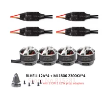GARTT 4x ML 1806 2300kv Brushless Motor com adaptador prop + 4x BLHELI 12A ESC Para Quadcopter FPV QAV 150 180 210 250 zangão