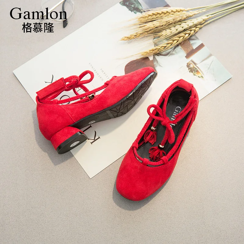Gamlon/детская черная обувь для девочек; Новинка года; детская обувь принцессы на высоком каблуке; сезон весна-осень; Танцевальная обувь с бантом и бахромой для девочек - Цвет: red