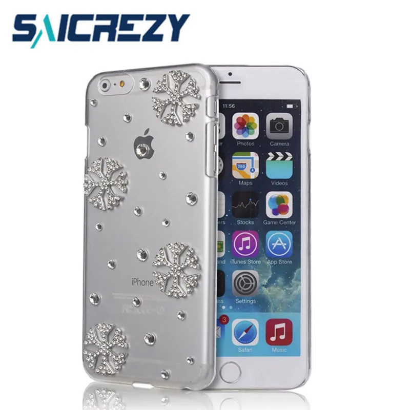 Saicrezy чехол со снежинками для iphone X XS Max XR 8 plus Рождественский Блестящий Прозрачный