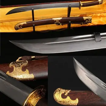 

29' ROSEWOOD FOLDED STEEL BLADE HAND MADE CHINESE FLOWER SWORD DAO
