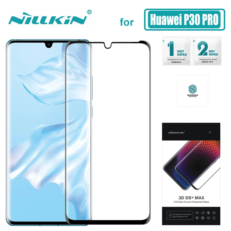 Huawei P30 PRO Стекло 3D DS+ Max полное покрытие закаленное Стекло Экран протектор 9D закаленное стекло с закругленными краями для huawei P30 PRO Nilkin HD стеклянная плёнка