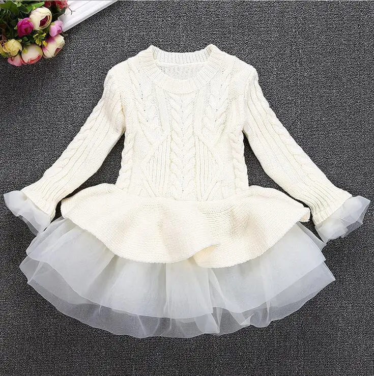Simplee Kids/ г. Весенние платья-свитера для девочек; платья для девочек; красивый теплый пуловер; вязаная верхняя одежда; нарядное кружевное платье