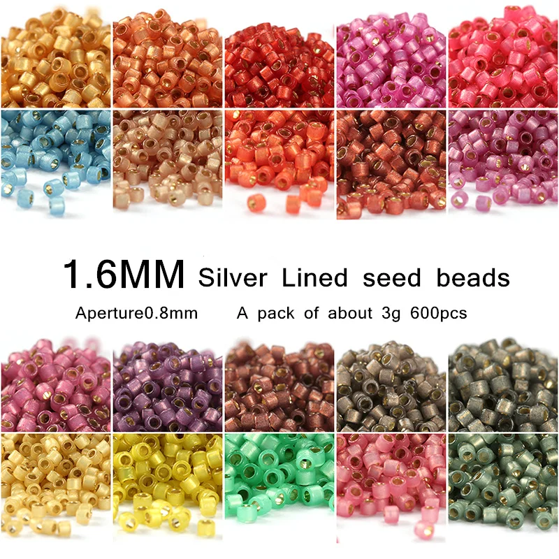 

18 Color 1.6mm 600pcs Crystal Glass Spacer beads,Frosted LINED Japanese Seed Beads For Jewelry Accessory Handmade DIY