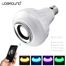 New E27 Smart RGB Wireless Bluetooth Speaker Music Playing Dimmable LED Bluetooth Speaker with 24 Keys Remote Control