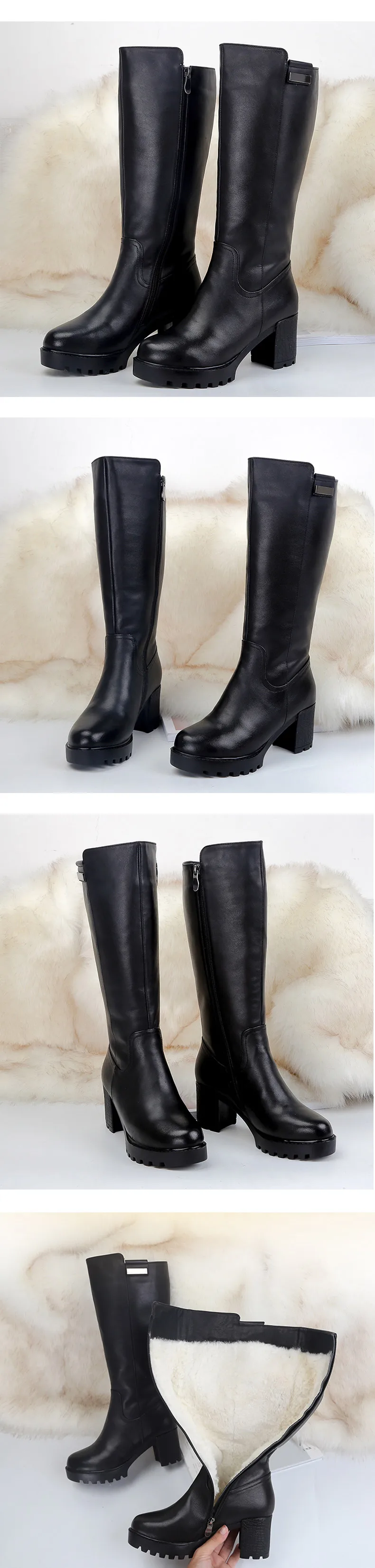 Xammep/Брендовая женская зимняя обувь; высококачественные сапоги до колена из натуральной шерсти; теплые женские зимние сапоги из натуральной кожи