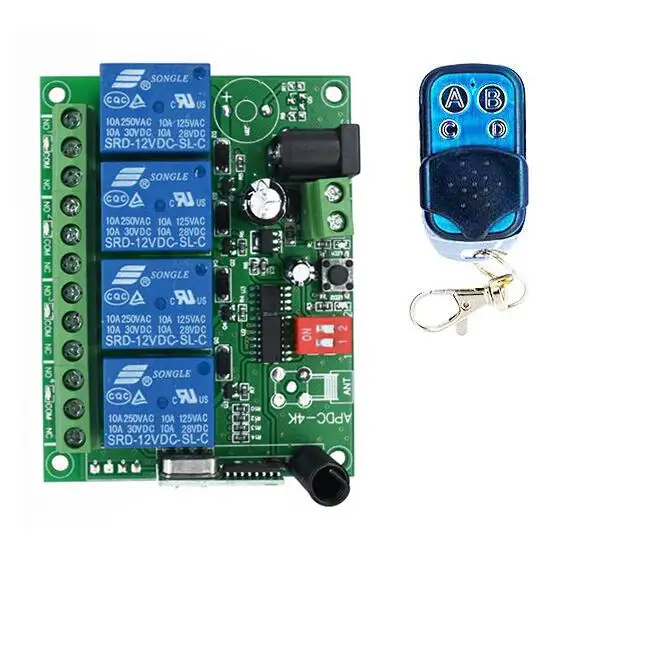 433 92 mhz DC 12V 4 CH 4way Беспроводной RF пульт дистанционного управления реле 1-4