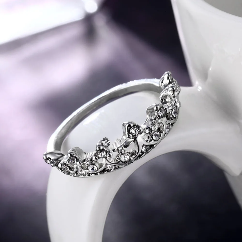Ailend silver ring ladies personality design crystal crown ring jewelry 2019 new party gifts
