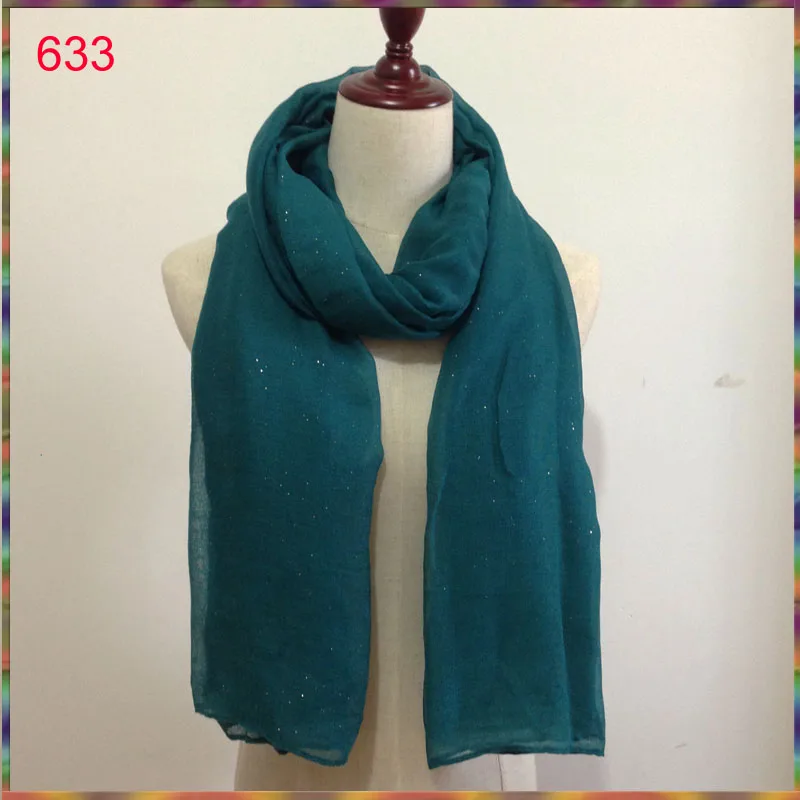 

2018 fashion Shiny Glitters Plain Color Women's brand Hijab Scarf Shawl Muslim Headwear Wrap