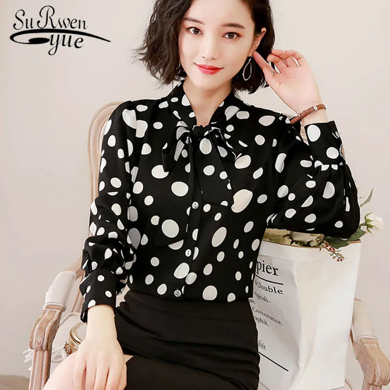 الأزياء القوس البولكا نقطة سيدة قميص الإناث طويلة الأكمام 2019 الربيع نمط جديد مع الشيفون مزاجه نفخة كم قميص أعلى 2463 50 الأزياء القوس البولكا نقطة سيدة قميص الإناث طويلة الأكمام 2019 الربيع نمط جديد مع الشيفون مزاجه نفخة كم قميص أعلى 2463 50