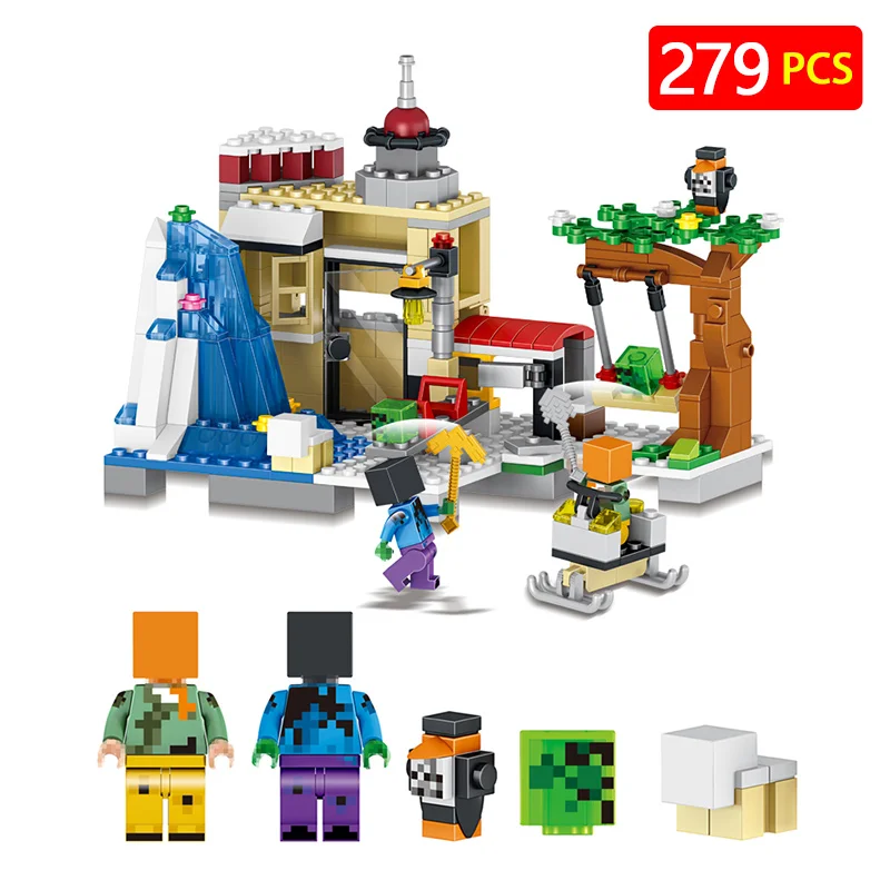 

Technic My World Series Compatible LegoINGLYS Snow Mountain War Building Blocks Kit Castle Children Toy Minecrafter 279 Pcs