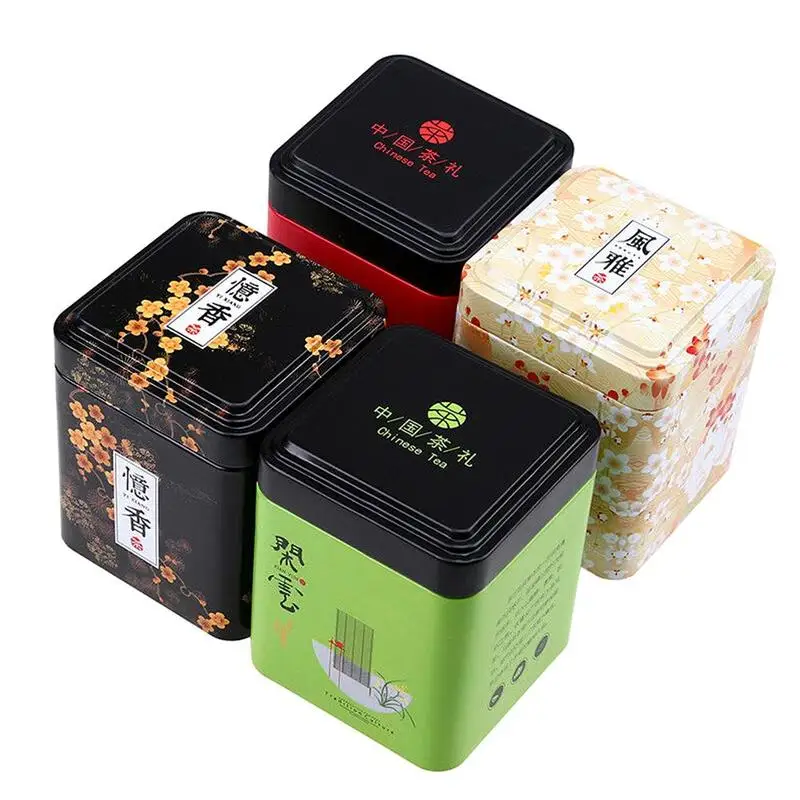 

1PC Vintage Caddy Pastoral Candy Tin Mini Iron Storage Boxes Sealed Coffee Powder Cans Leaves Container Metal Organizer