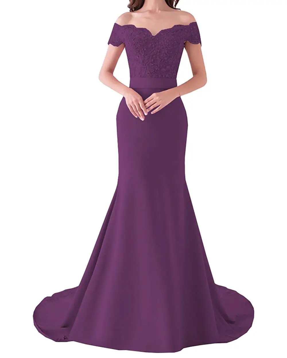 Purple Женское платье невесты De Soiree платье подружки невесты с юбкой-годе с открытыми плечами вечерние элегантные vestido de festa длинное выпускное платье - Цвет: Purple