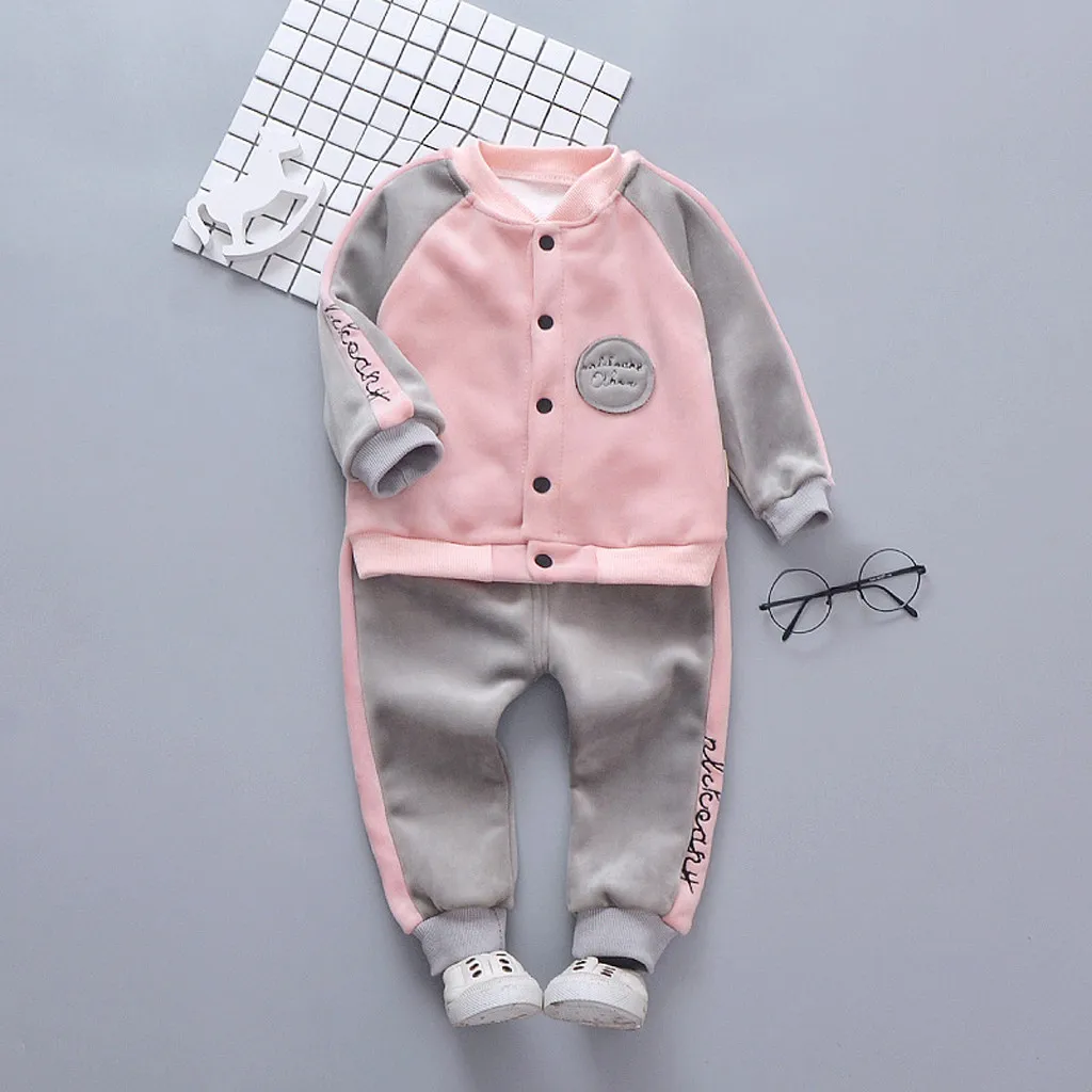 

MUQGEW Autumn Winter Toddler Outfits Set Letter Long Sleeve Tracksuit Tops Pants Kids Girls Boys Outfits Sets Infant Clothing