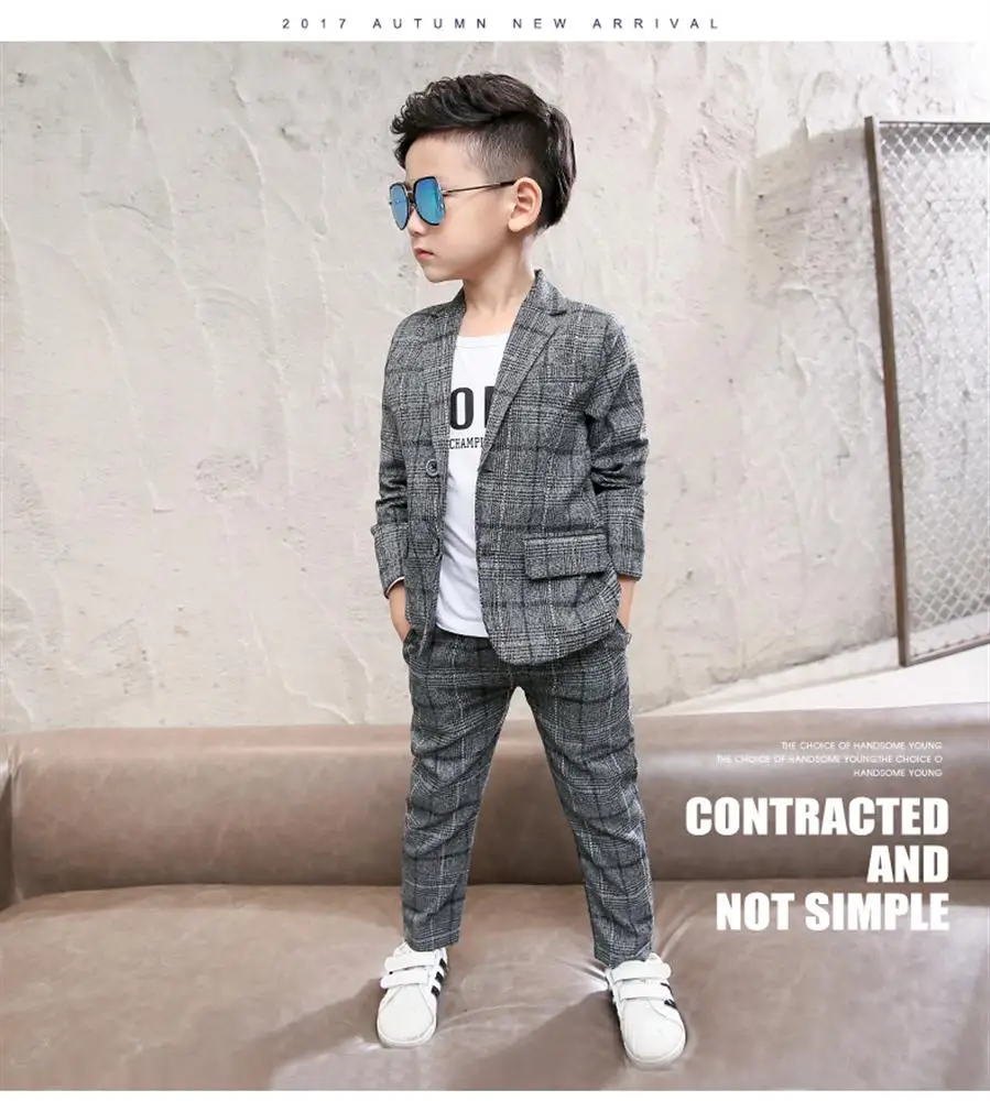 Buy Boys Suits 2018 New Style Kids Clothes Set Wedding Clothes Tops+Pants 2