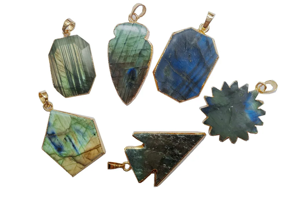 

High Quality 100% Natural Labradorite Gem Stone Pendant Bead,Double Polished Shinne Labradorite Pendant Can Mixed. 1piece