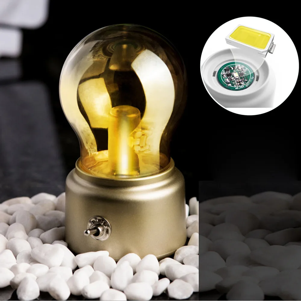 

Vintage Loft Retro 1PC Creative Retro Bulb Lamp LED Night Light USB Rechargeable Bedside Light High Quality Pendant Lamps