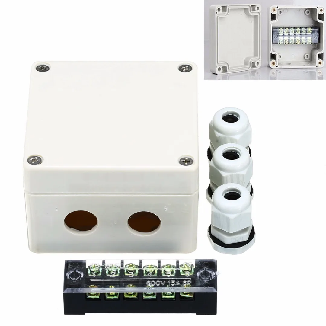 

1pc ABS Waterproof Junction Box 15A 600V Mayitr Outdoor Indoor Distribution Box Electric Enclosure Case 6 Ports 83*81*56mm