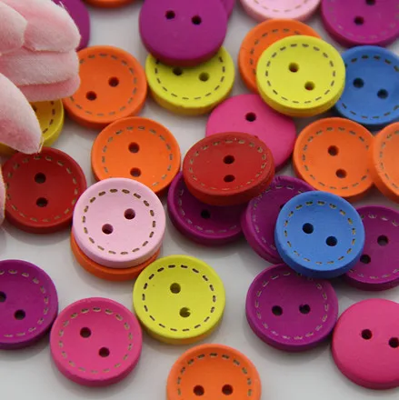 100pcs Colorful Flatback DIY Wooden Buttons Sewing...