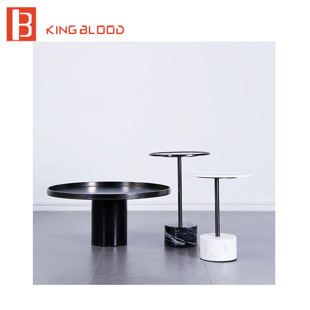 living room furniture set round natural marble coffee table