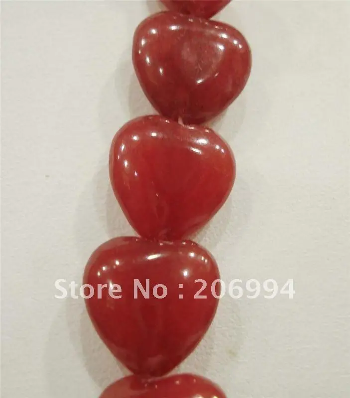 Wholesale 10mm Red stone Heart Loose Beads 15'' 2pcs/lot fashion jewelryin Beads from Jewelry