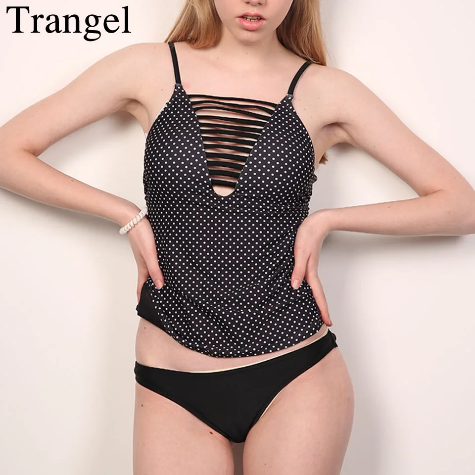 

Trangel Sexy Bikini 2019 Women Swimsuit Push Up Swimwear Dot Bikinis Women Cut Out Plunge Tankini Set Beach Bathing Suit