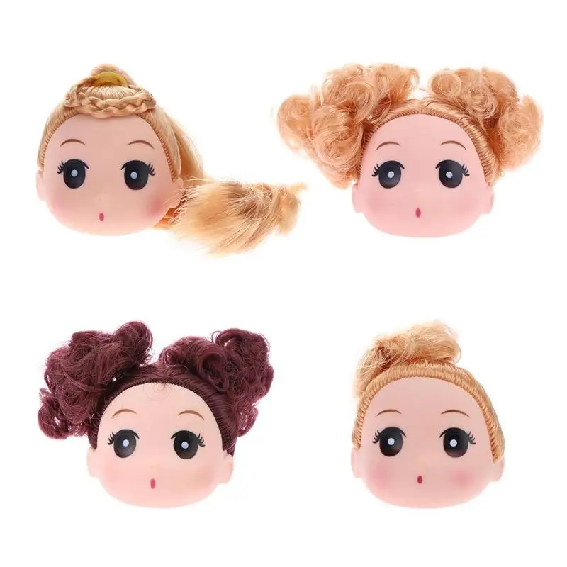 

Kids Doll Heads Toy Girl DIY Doll Head With Hair Soft Plastic Dollhouse Accerssories Girl Dollhouse Playing Toy Dolls Accerssorr